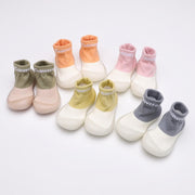 Baby cartoon walking shoes, cute multi-color children's floor socks, soft soled anti slip knitted shoes