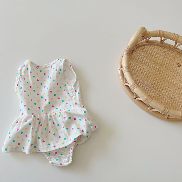 Summer New Sleeveless Baby One-Piece Romper Dress Color Polka Dot Cute Girl Romper Baby Children's Ha Skirt