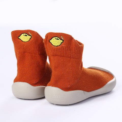 Spring and Autumn Children's Toddler Shoes Step Front Shoes Soft Sole Silicone Cartoon Cotton Baby Shoes Kindergarten Baby Socks Shoes