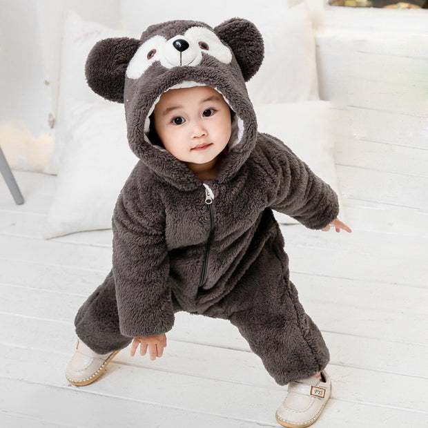 Thickened One-Piece Clothes Baby Clothes Newborn Baby Crawling Clothes Autumn And Winter Daffy Bear New Animal Shape