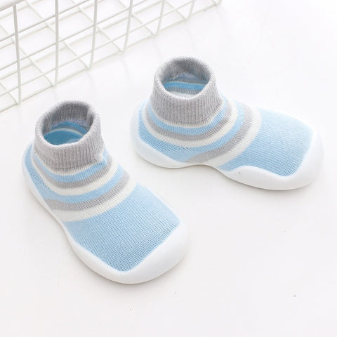 Autumn and Winter Baby Socks Silicone Anti slip Bottom Floor Socks Children's Shoes and Socks Cartoon Rainbow Strips Indoor Walking Shoes and Socks