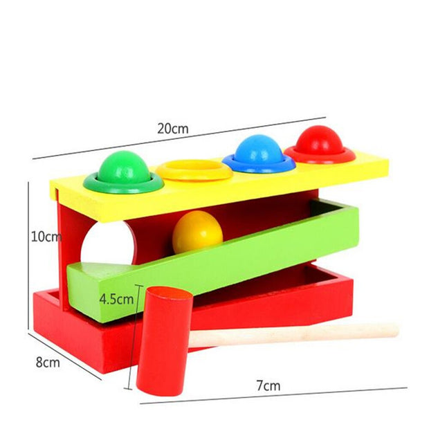 Wooden Matching Color Piling Hand Hammering Ball Box Toy Parent-child Interactive Toys Early Learning Educational Baby Toys