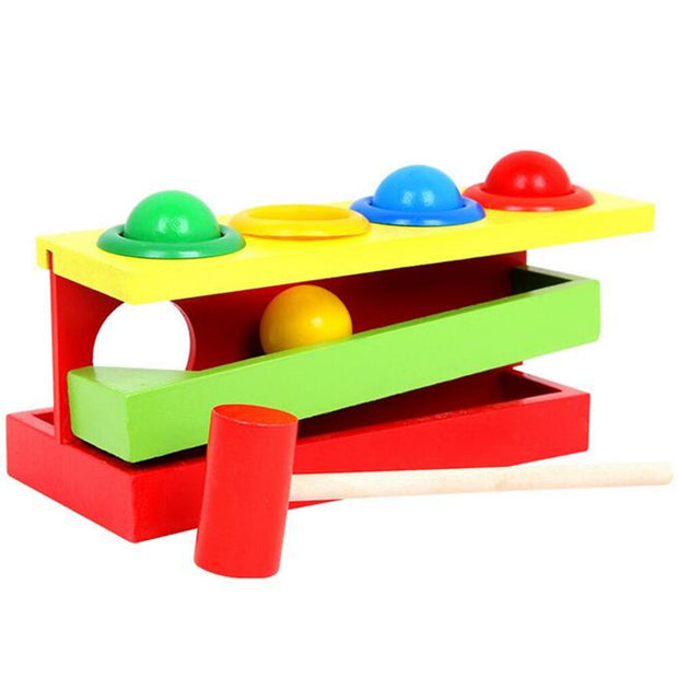 Wooden Matching Color Piling Hand Hammering Ball Box Toy Parent-child Interactive Toys Early Learning Educational Baby Toys