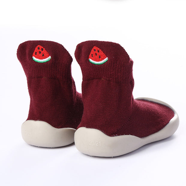 Spring and Autumn Children's Toddler Shoes Step Front Shoes Soft Sole Silicone Cartoon Cotton Baby Shoes Kindergarten Baby Socks Shoes