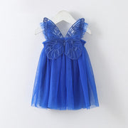 New Baby Girl Clothes Solid Color Flying Sleeve Butterfly Wing Decorative Little Girls Dress Sweet Princess Baby Dresses