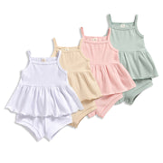 Baby Summer Clothing Newborn Baby Girls Casual Sleeveless Solid organic cotton Tops + Shorts 2pcs Clothes Set 1-3Years