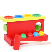 Wooden Matching Color Piling Hand Hammering Ball Box Toy Parent-child Interactive Toys Early Learning Educational Baby Toys