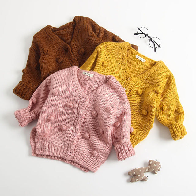 1-3 Years Old Baby Girl Sweater Child 17 Winter Ball In Hand Down Sweater Cardigan Jacket Cardigan For Girl Girls Cardigan