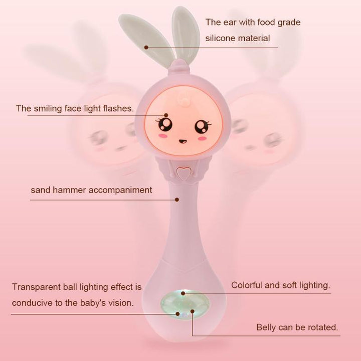 Musical Flashing Baby Rattles Infant Bells Juguetes Rabbit Hand Bells Rattles Newborn Baby Toy Early Educational Baby Toys 0-12M