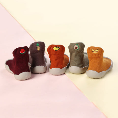 Spring and Autumn Children's Toddler Shoes Step Front Shoes Soft Sole Silicone Cartoon Cotton Baby Shoes Kindergarten Baby Socks Shoes