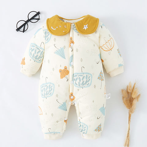 Baby Warm Onesie Cotton Thickened Cotton Winter Baby Harness Crawling Clothes Spring And Autumn Newborn Sleeping Bag Outside