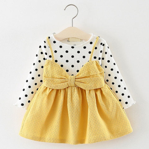 Baby Girl Dress Princess 2019 New Spring Autumn Baby Clothes Long Sleeve Fake 2 Piece Party Dress baby girl clothes kids