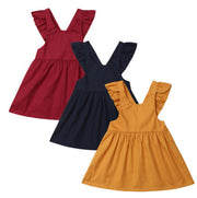 Summer Infant Kid Baby Girl Solid Color Ruffle Princess Party Dress Clothes