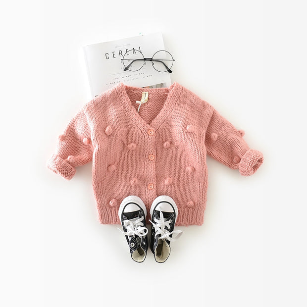 1-3 Years Old Baby Girl Sweater Child 17 Winter Ball In Hand Down Sweater Cardigan Jacket Cardigan For Girl Girls Cardigan