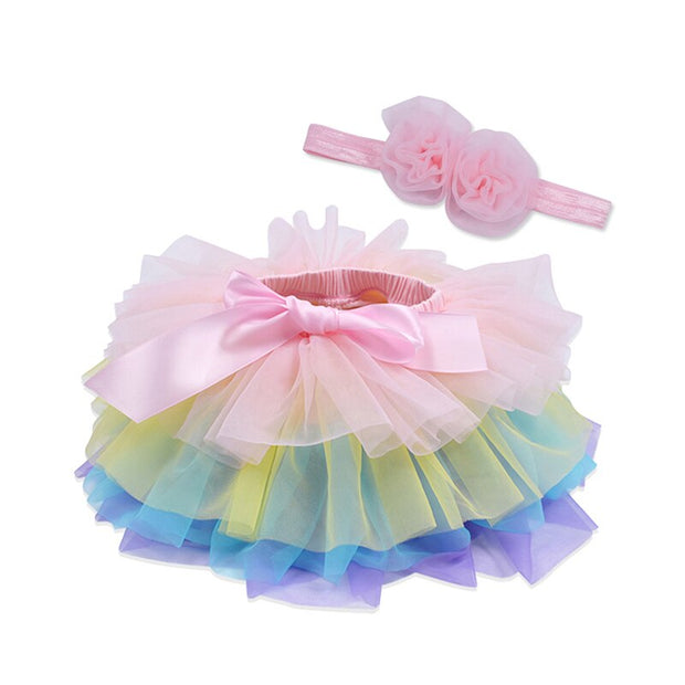 Baby girl tutu skirt 2pcs tulle lace bloomers diaper cover Newborn infant outfits  Mauv headband flower set Baby mesh bloomer