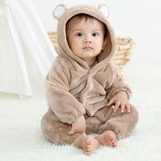 Bear style baby flannel jumpsuit for autumn and winter children's climbing suit cute baby climbing suit