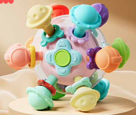 Baby Toys 0-1 Year Old Puzzle Early Education Manhattan Atomic Ball Baby Tooth Grinder Grip Training Ringing Bell