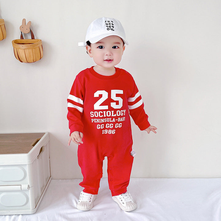 Baby Fall New Long Sleeve Romper Boy Baby Onesie Sports Style Baby Korean Version Baby Clothes