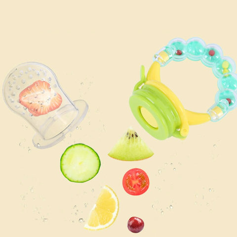 Hot Sale 1 Pcs Food Baby Pacifiers Nipple Pacifiers for Baby Fruit Feeder Nipples Feeding Safe Pacifier Hand Bell Toy