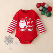 Baby Girls Clothes Sets My First Christmas Deer Stripe Print Outfits Xmas Romper+Hat+Pant Suit Fashion Kid Boy Clothing Set 3PCS