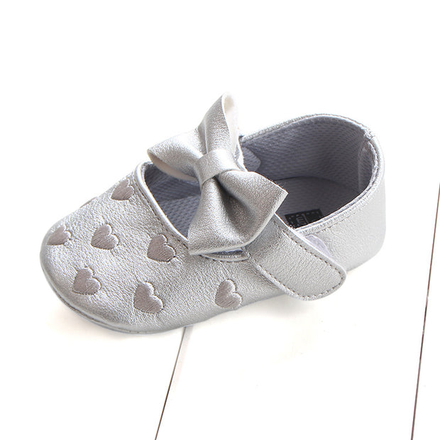 Multicolor Embroidered Peach Heart Bow Baby Shoes Baby Shoes Toddler Shoes