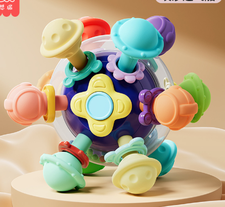 Baby Toys 0-1 Year Old Puzzle Early Education Manhattan Atomic Ball Baby Tooth Grinder Grip Training Ringing Bell