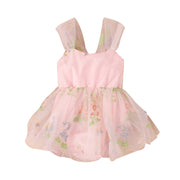 Girls' baby suspenders with embroidered flowers and mesh for princesses with open crotch and baby rompers