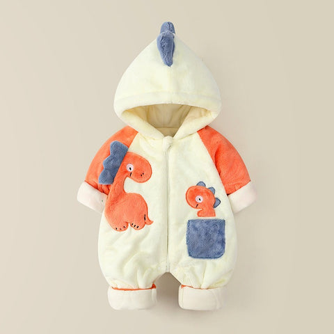 Baby One-Piece Clothes Plush Thickened Autumn And Winter New Baby Boys And Girls Romper Cartoon Crawling Clothes Winter Cotton Clothes