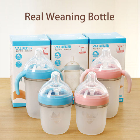 VALUEDER Baby Wide- Neck Pink and Blue Soft Silicone Feeding Bottle with New Designed Natural Nipple