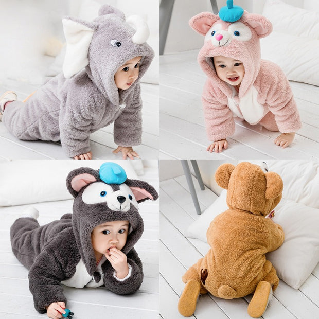 Thickened One-Piece Clothes Baby Clothes Newborn Baby Crawling Clothes Autumn And Winter Daffy Bear New Animal Shape