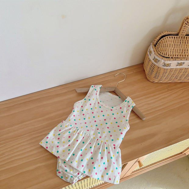 Summer New Sleeveless Baby One-Piece Romper Dress Color Polka Dot Cute Girl Romper Baby Children's Ha Skirt