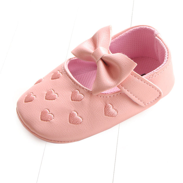 Multicolor Embroidered Peach Heart Bow Baby Shoes Baby Shoes Toddler Shoes