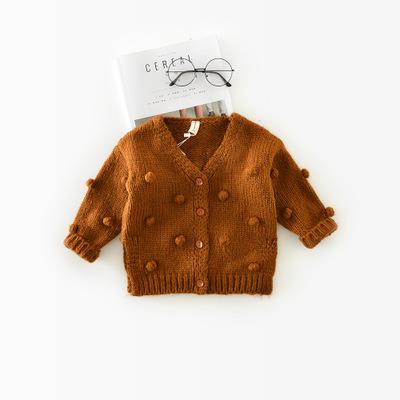 1-3 Years Old Baby Girl Sweater Child 17 Winter Ball In Hand Down Sweater Cardigan Jacket Cardigan For Girl Girls Cardigan