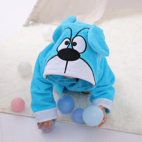 Children's Cardigan Hooded Animal Bathrobe Baby Home Clothes Cotton Towel Material Baby Absorbent Bath Towel