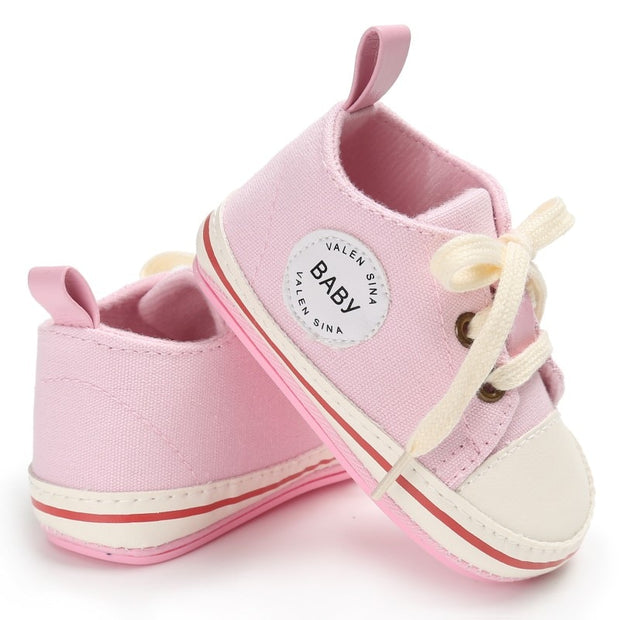 Newborn Baby Shoes Infant first walkers Tollder Canvas Shoes Lace-up Baby Girls Sneaker Prewalker 0-18M