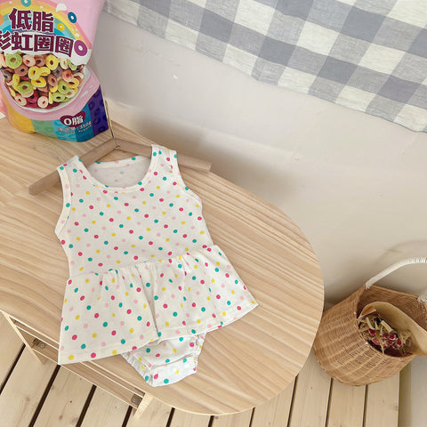 Summer New Sleeveless Baby One-Piece Romper Dress Color Polka Dot Cute Girl Romper Baby Children's Ha Skirt