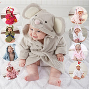 Children's Cardigan Hooded Animal Bathrobe Baby Home Clothes Cotton Towel Material Baby Absorbent Bath Towel