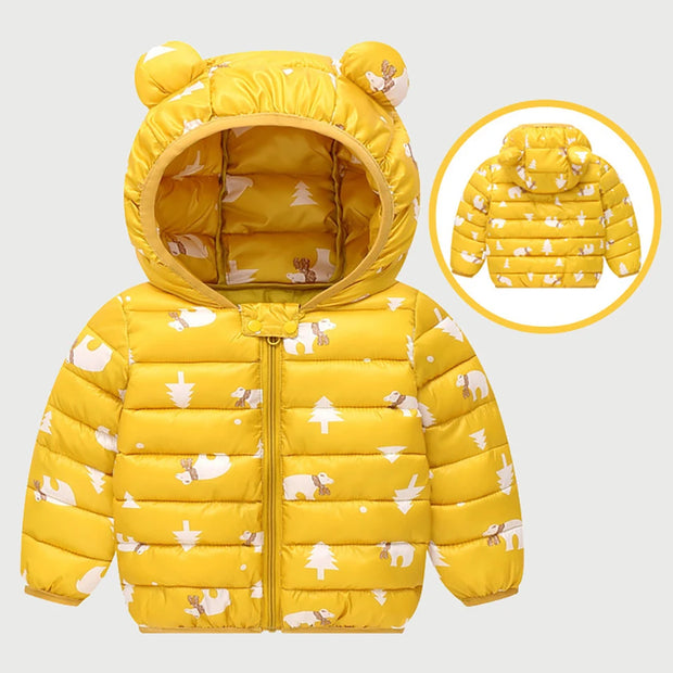 Baby girls jacket kids boys Light down coats with ear hoodie spring girl clothes infant clothing children's jackets Cute 1- 6y