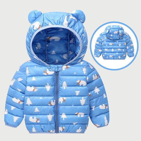 Baby girls jacket kids boys Light down coats with ear hoodie spring girl clothes infant clothing children's jackets Cute 1- 6y