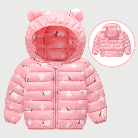 Baby girls jacket kids boys Light down coats with ear hoodie spring girl clothes infant clothing children's jackets Cute 1- 6y